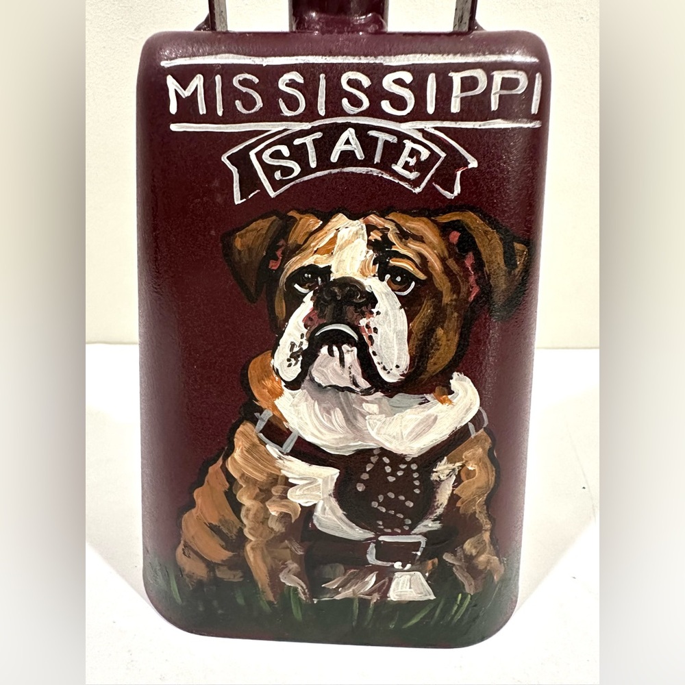 Mississippi State Bulldogs MSU 11" Maroon Cowbell Hand Painted w Grip - Picture 5 of 7